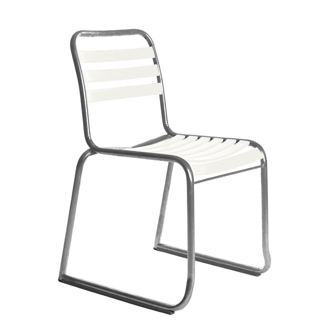 Manufakt Stuhlmodell 11 Kufen von Bättig Verkehrsweiss - RAL 9016, Chouchin 1 LED h. 10 m