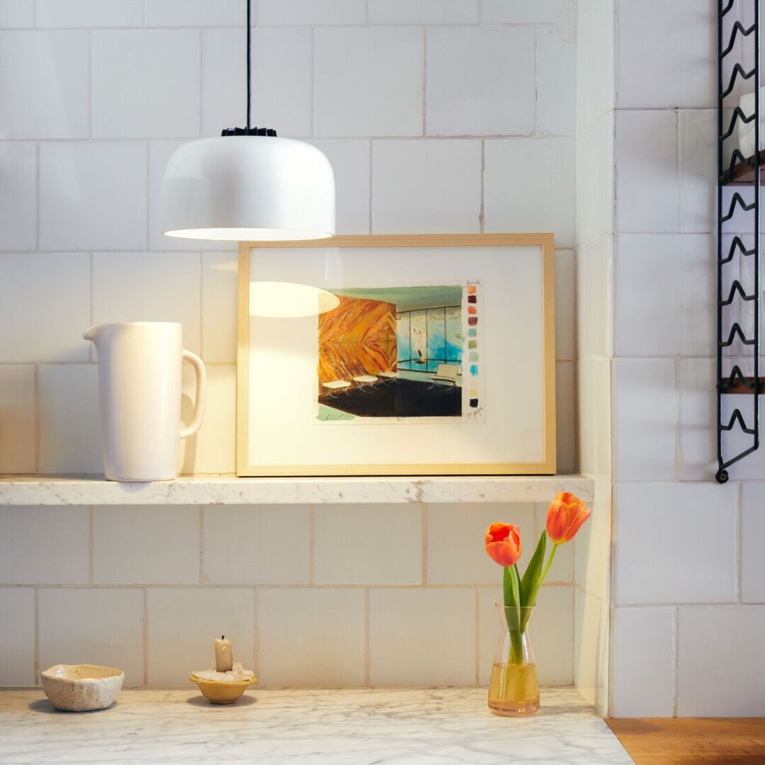 Santa & Cole Pendelleuchte HeadLed Ceramic L von Santa & Cole  Hellrosa RAL 3015, White-1