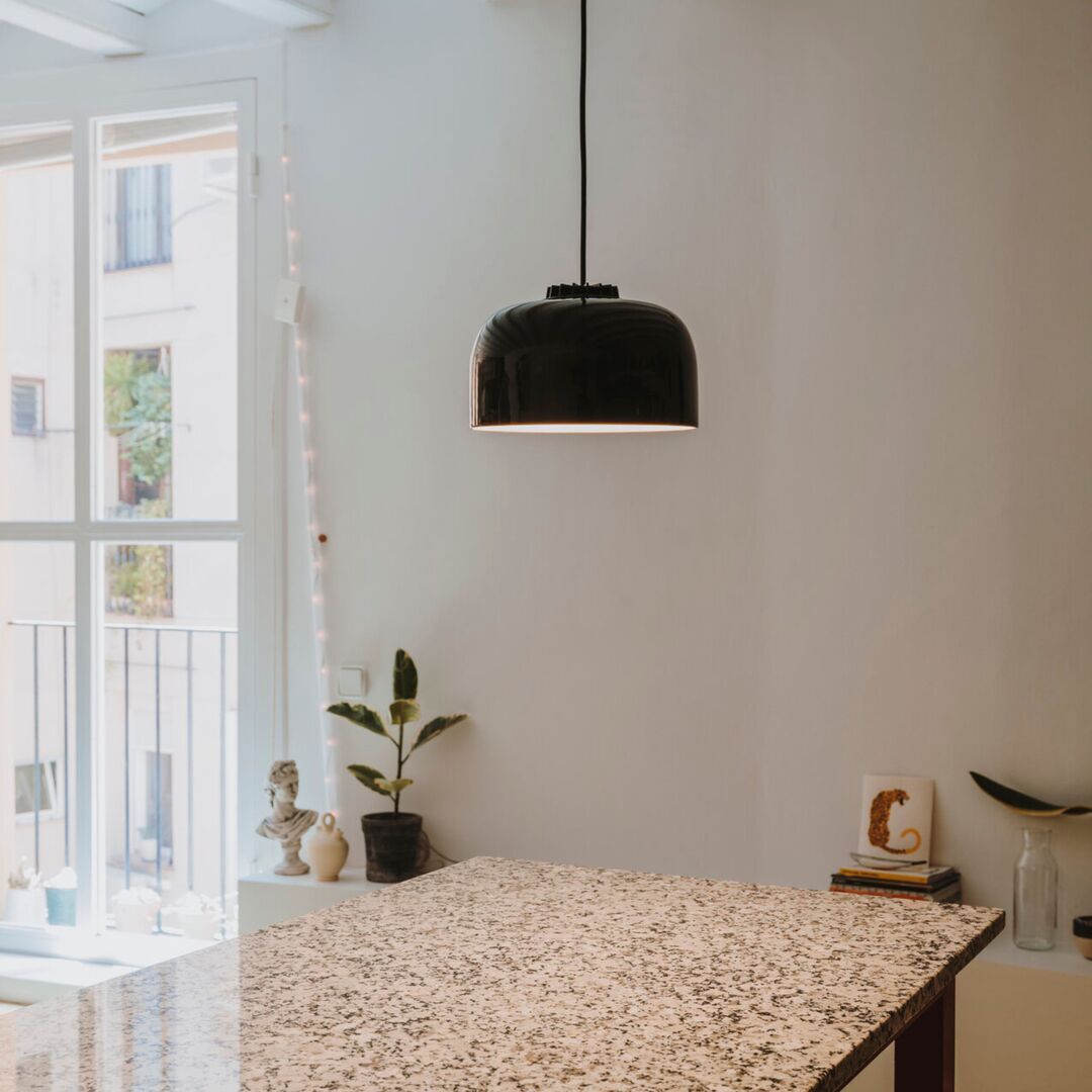 Santa & Cole Pendelleuchte HeadLed Ceramic L von Santa & Cole  Hellrosa RAL 3015, Black-1