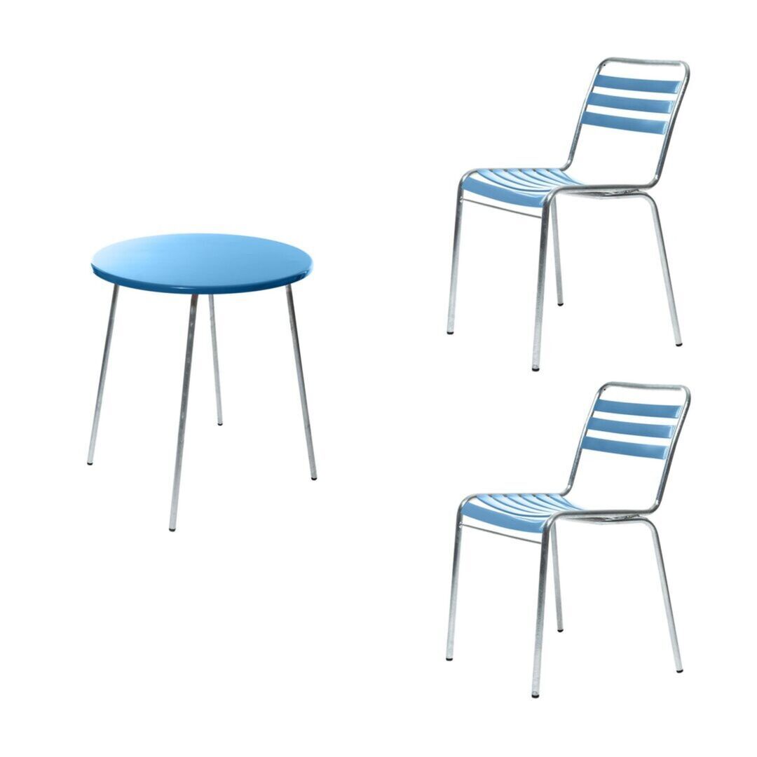 nufakt Tisch Ø 70 cm mit 2 Stühlen Modell 10 Set Angebot von Bättig Hellblau-1
