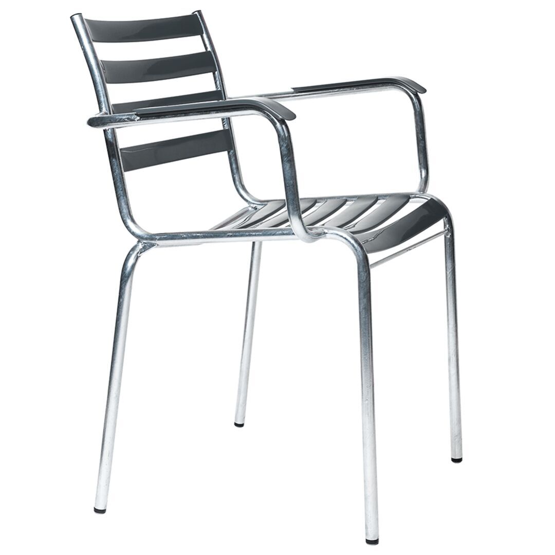 Manufakt Stuhl mit Armlehnen Modell 710a von Bättig Anthrazitgrau 