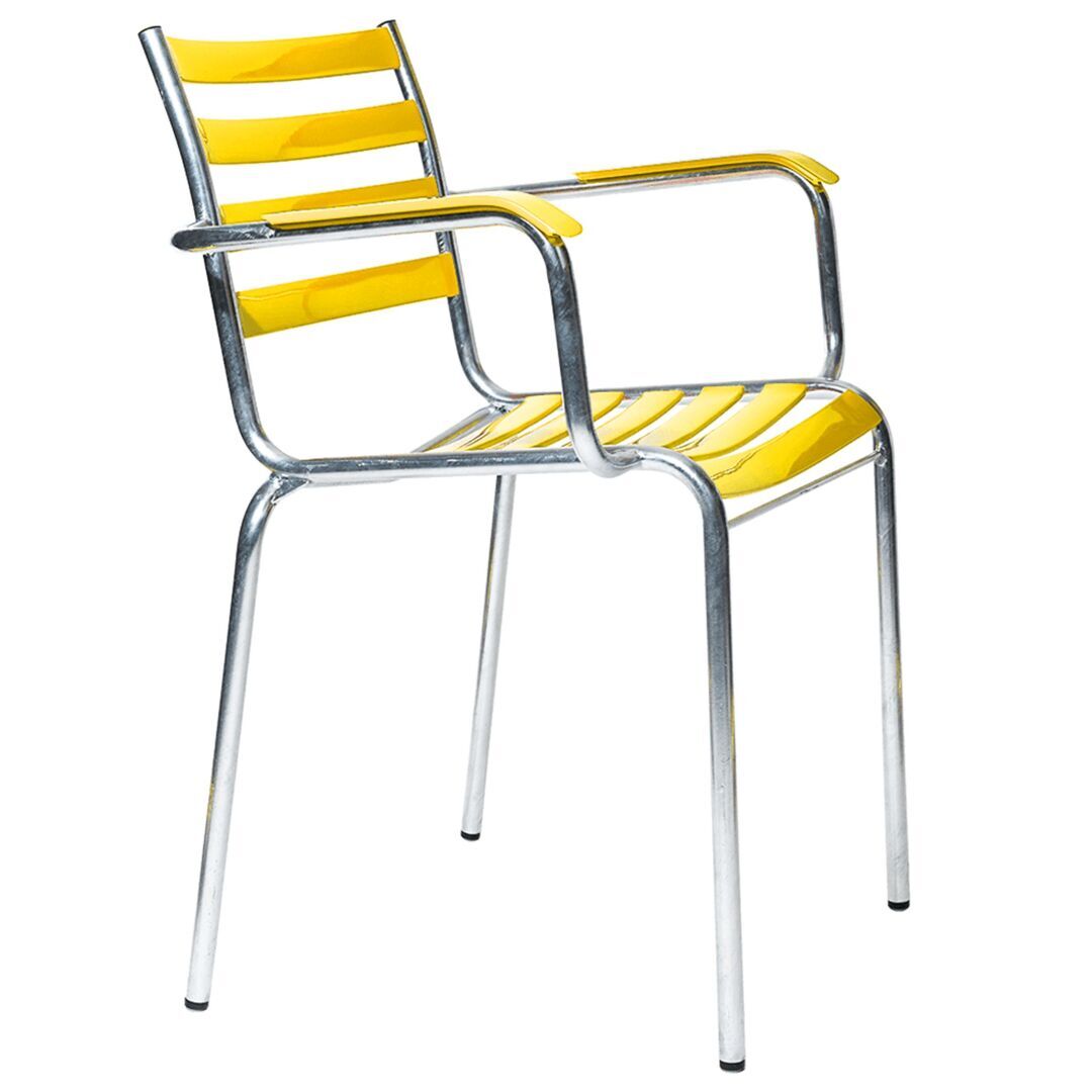 Manufakt Stuhl mit Armlehnen Modell 710a von Bättig Gelb 