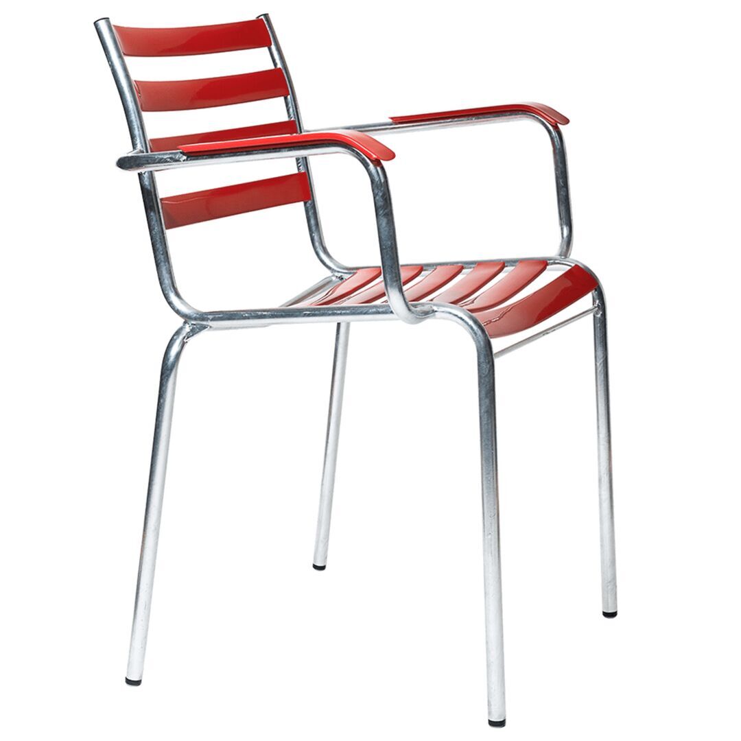 Manufakt Stuhl mit Armlehnen Modell 710a von Bättig Rot