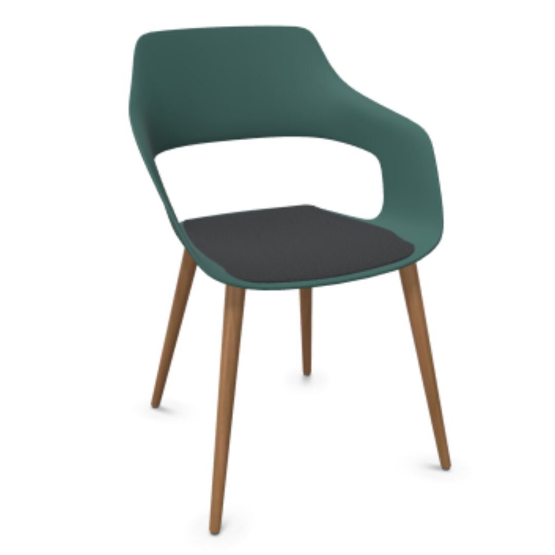 Wilkhahn Bürostuhl Occo 222/21 von Wilkhahn Smaragdgrün, Anthrazit 01, Walnuss naturgeölt