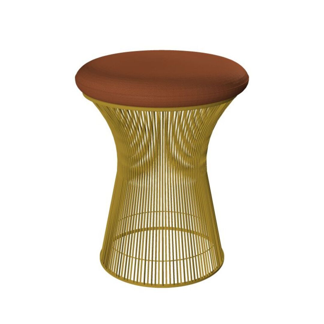Knoll International Hocker Platner von Knoll International   Leder Velluto VP280 Amber, 18k Gold überzogen