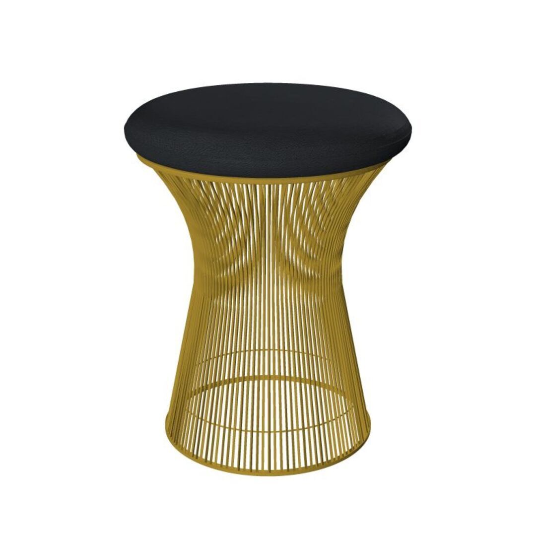 Knoll International Hocker Platner von Knoll International   Leder Velluto VPBLK black, 18k Gold überzogen