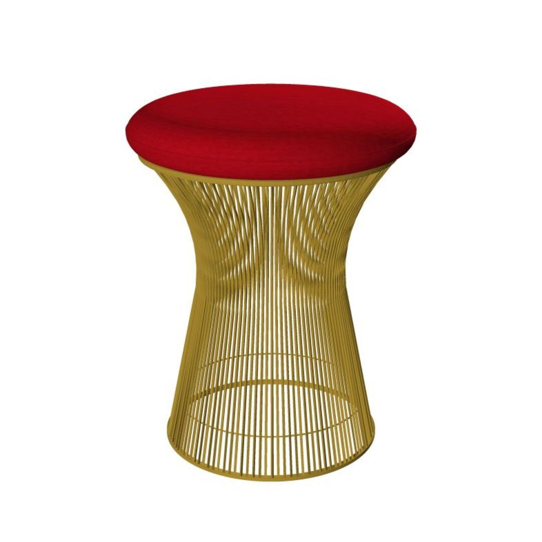 Knoll International Hocker Platner von Knoll International   Tonus 130T Bright Red , 18k Gold überzogen