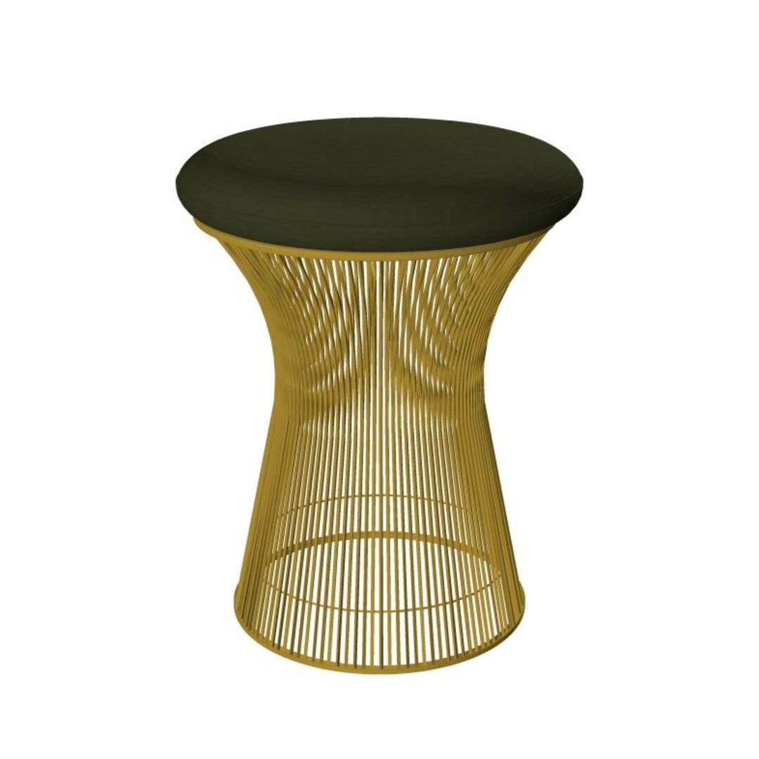 Knoll International Hocker Platner von Knoll International   Tonus 131T Dark Olive , 18k Gold überzogen