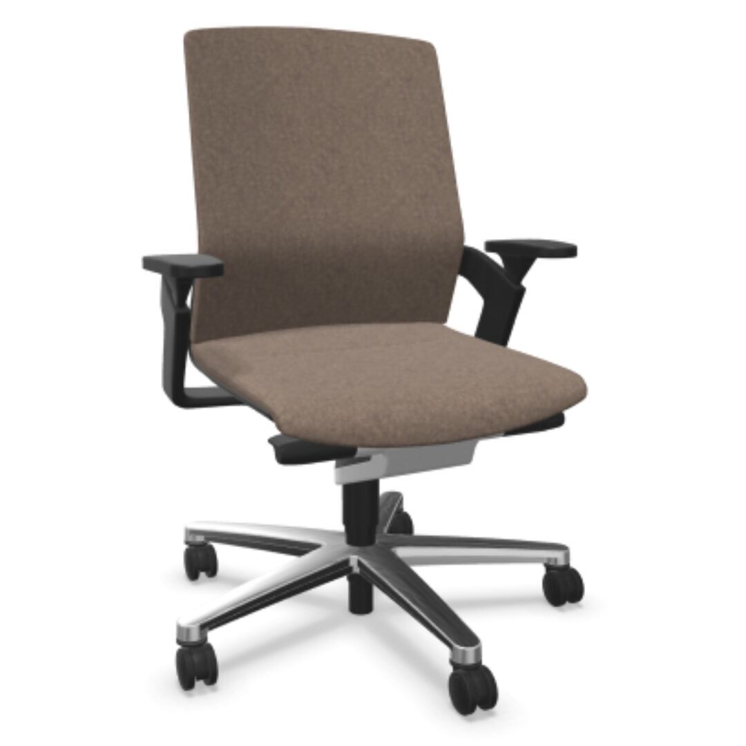 Wilkhahn Drehstuhl ON 174/7 von Wilkhahn Aluminium hochglanzpoliert , 60/86 Beige meliert, Ohne, Weich, für harte Böden