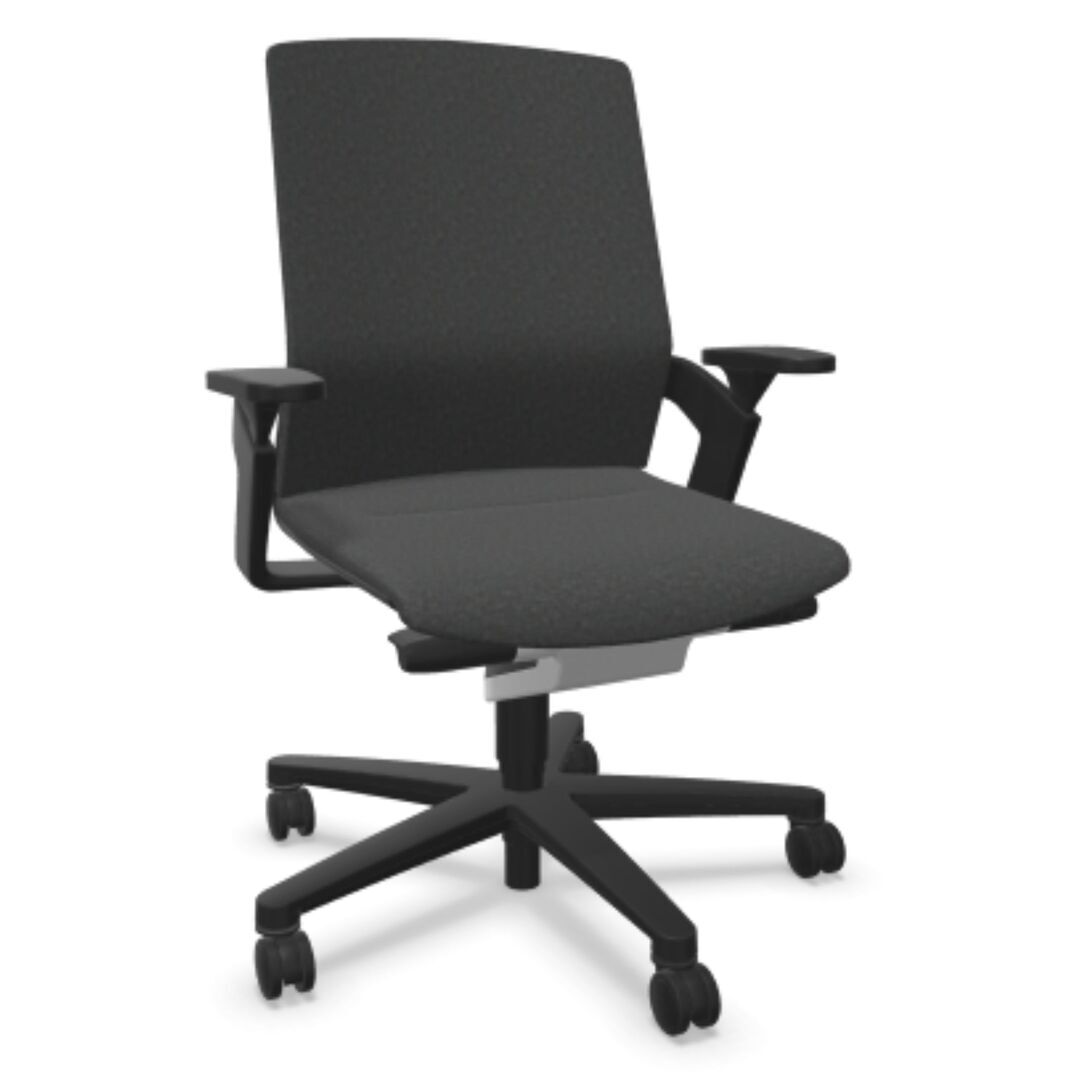 Wilkhahn Drehstuhl ON 174/7 von Wilkhahn Kunststoff schwarz, 60/1J Hellgrau meliert, Ohne, Hart, für Teppichboden