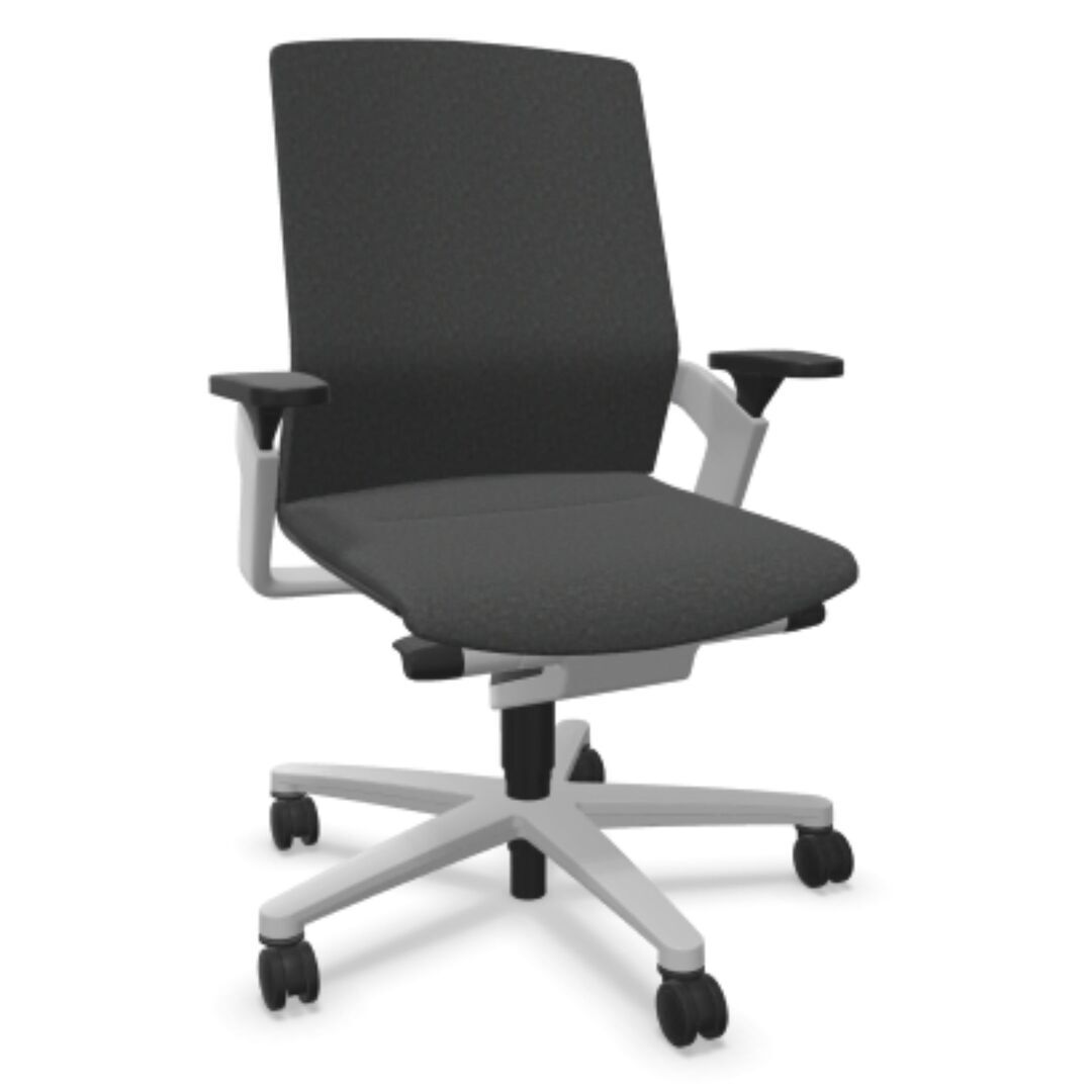 Wilkhahn Drehstuhl ON 174/7 von Wilkhahn Aluminium beschichtet﻿﻿﻿ , 60/1J Hellgrau meliert, Ohne, Hart, für Teppichboden