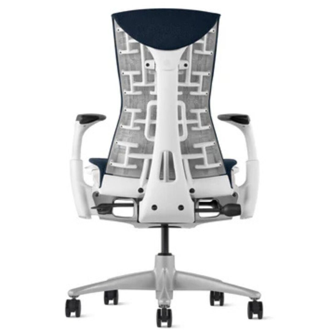 Herman CPH Bürostuhl Embody von Herman Miller Weiss / Sync - Nightfall Dunkelblau