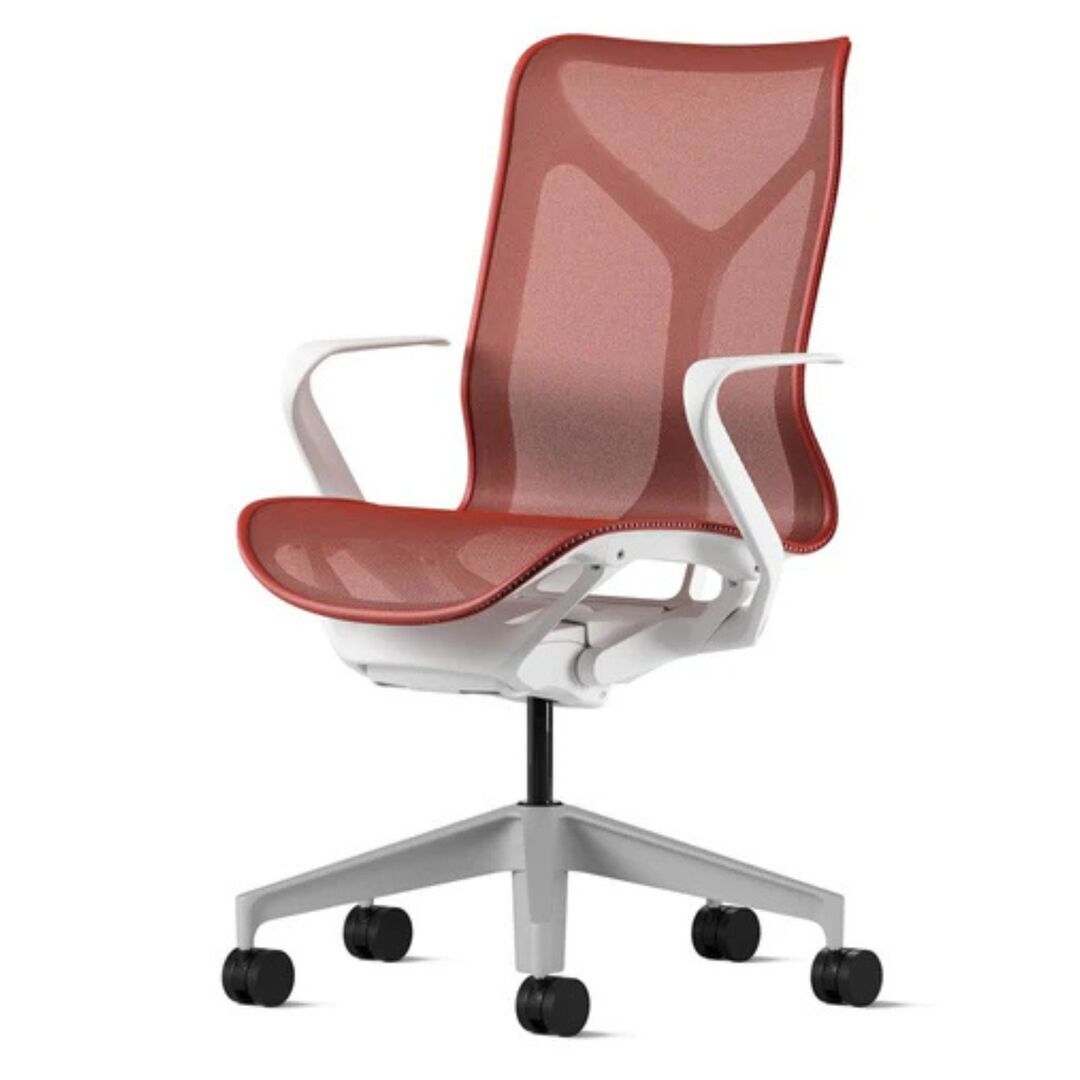 Herman CPH Bürostuhl Cosm von Herman Miller Weiss / Canyon Rot, Mittel - 1156 mm, Höhenfixiert