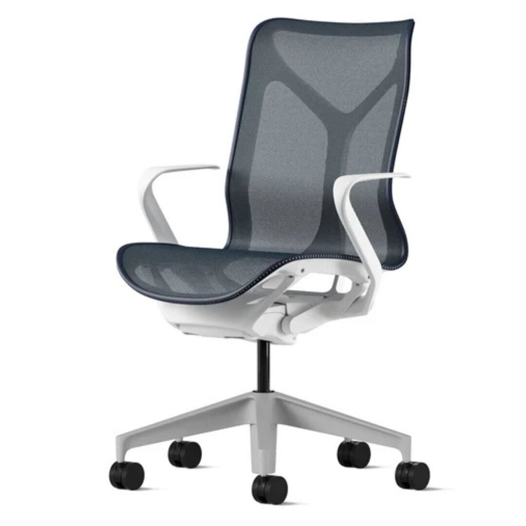 Herman CPH Bürostuhl Cosm von Herman Miller Weiss / Dubkelblau Nightfall, Mittel - 1156 mm, Höhenfixiert