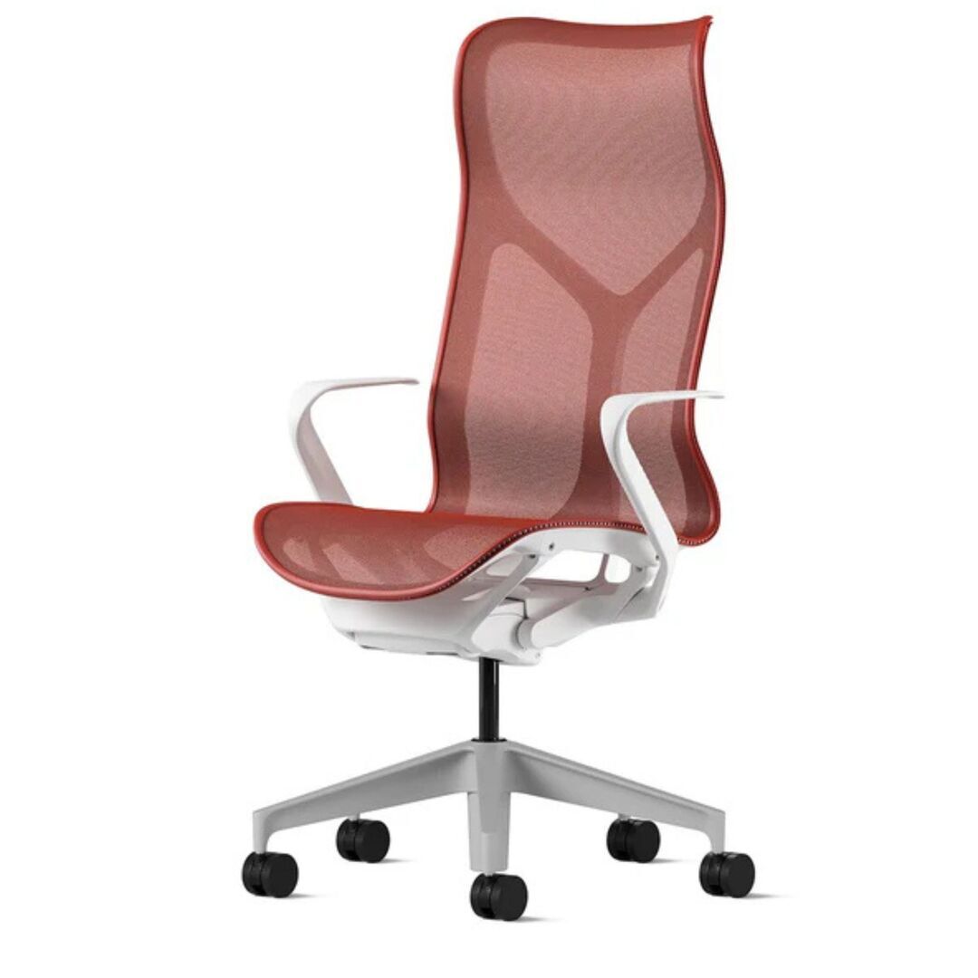 Herman CPH Bürostuhl Cosm von Herman Miller Weiss / Canyon Rot, Gross - 1311 mm, Höhenfixiert