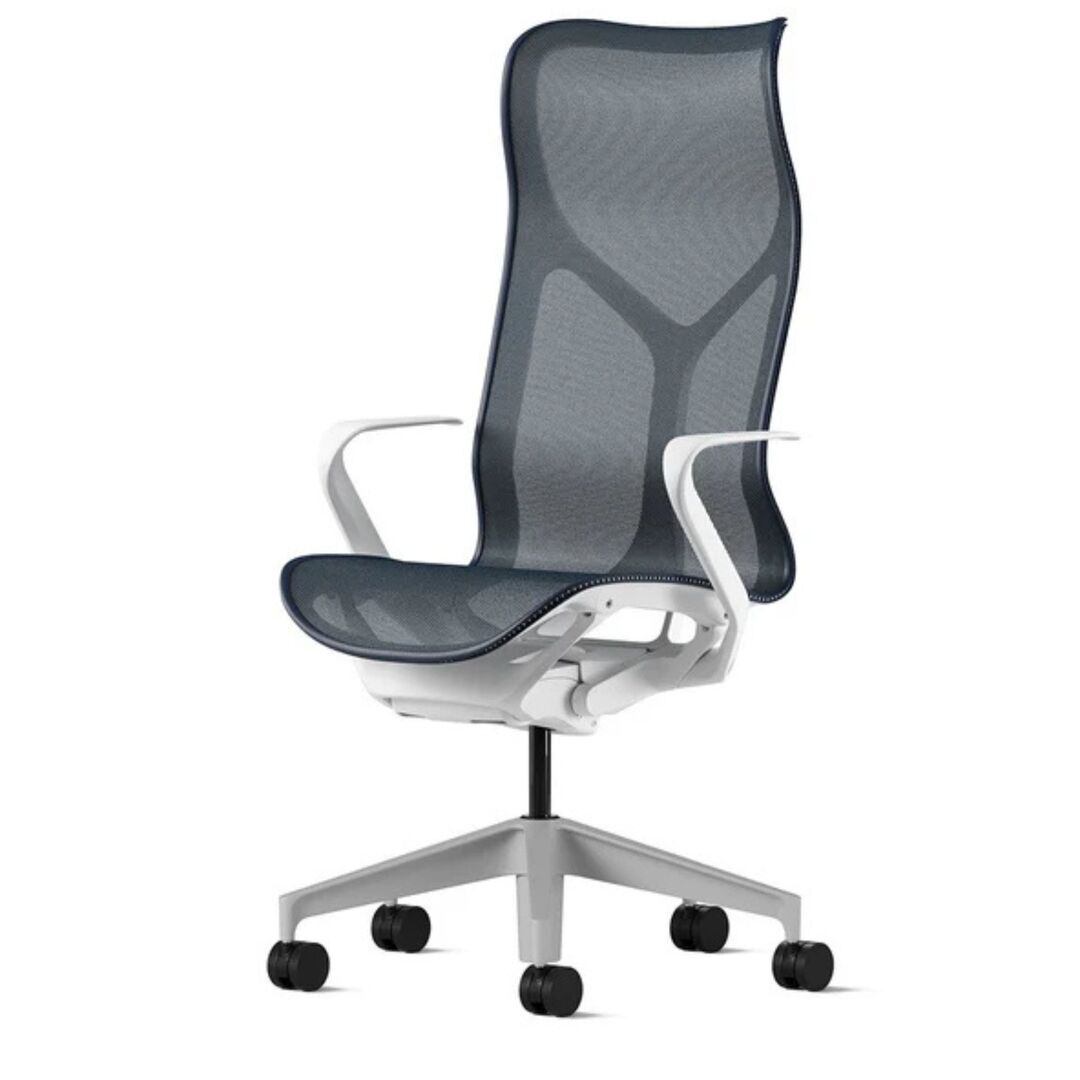 Herman CPH Bürostuhl Cosm von Herman Miller Weiss / Dubkelblau Nightfall, Gross - 1311 mm, Höhenfixiert