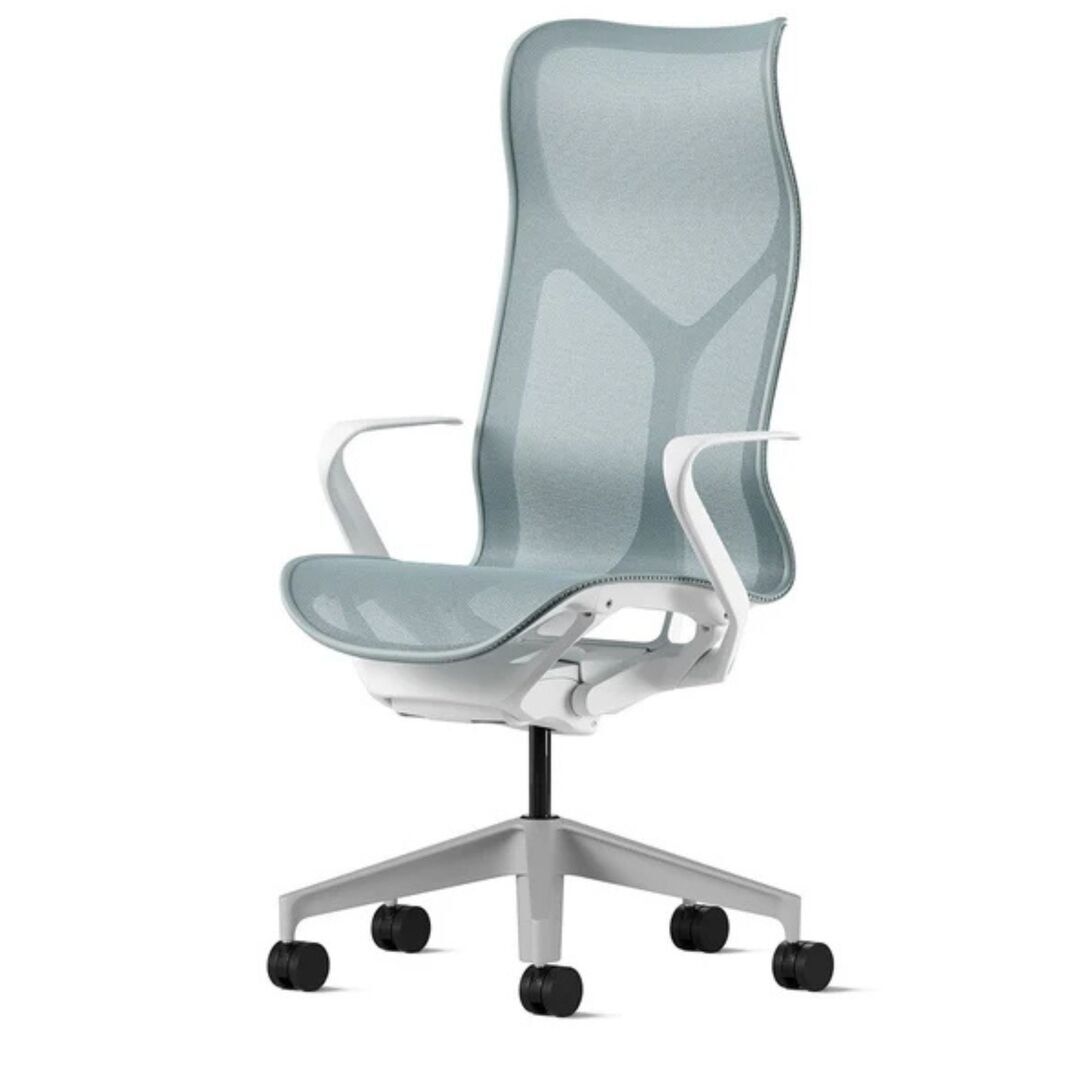 Herman CPH Bürostuhl Cosm von Herman Miller Weiss / Glacier Hellblau, Gross - 1311 mm, Höhenfixiert