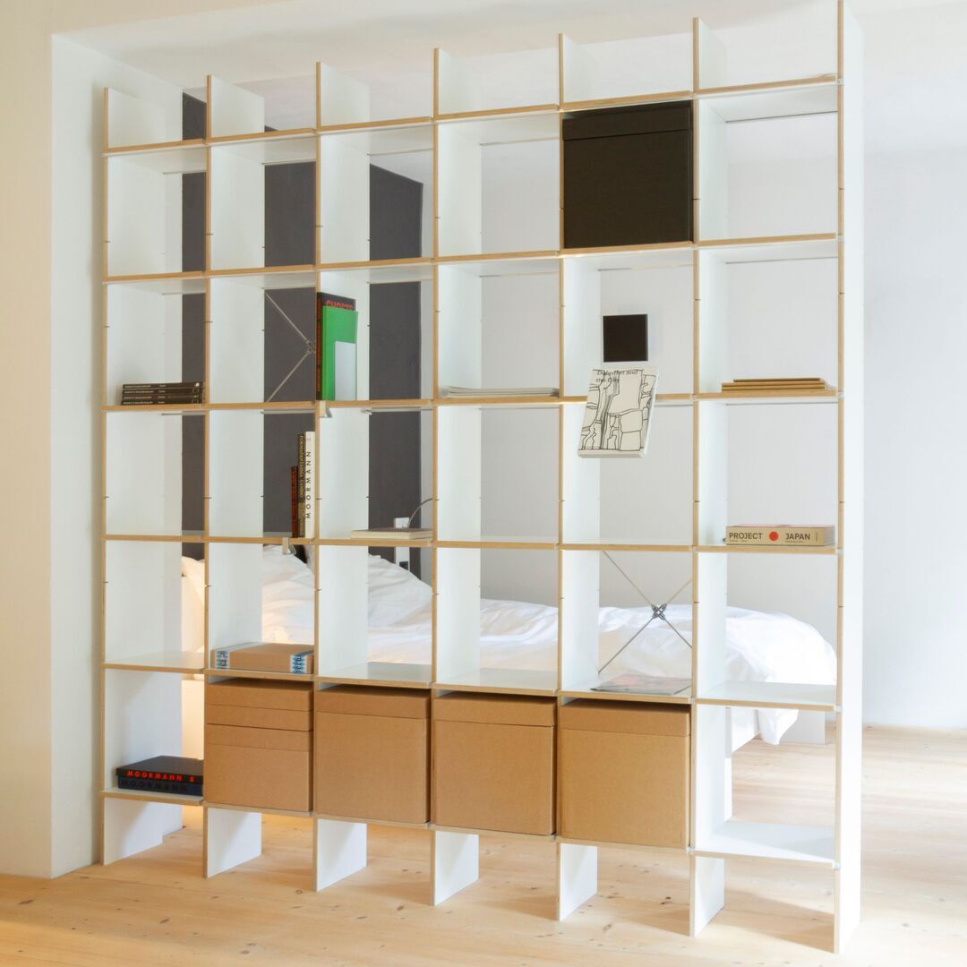 Nils Holger Moormann FNP - H: 223 cm - Breite Fächer - hoch FU weiss, B: 278.4 cm