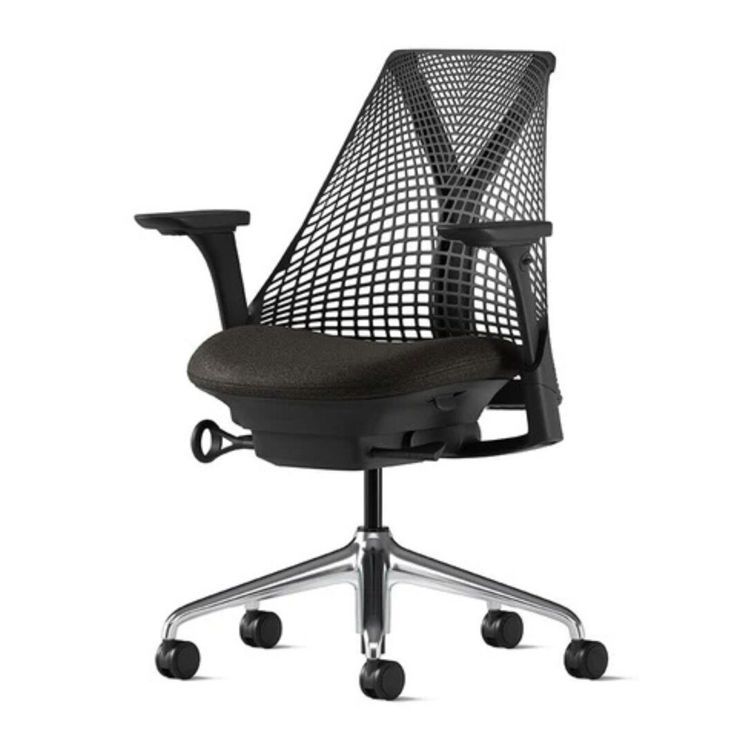 Herman CPH Bürostuhl Sayl von Herman Miller Blazer Schwarz, Schwarz Poliert, Armlehne - Komplett Einstellbar / Rückenstütze - Kein zusätzlicher Support