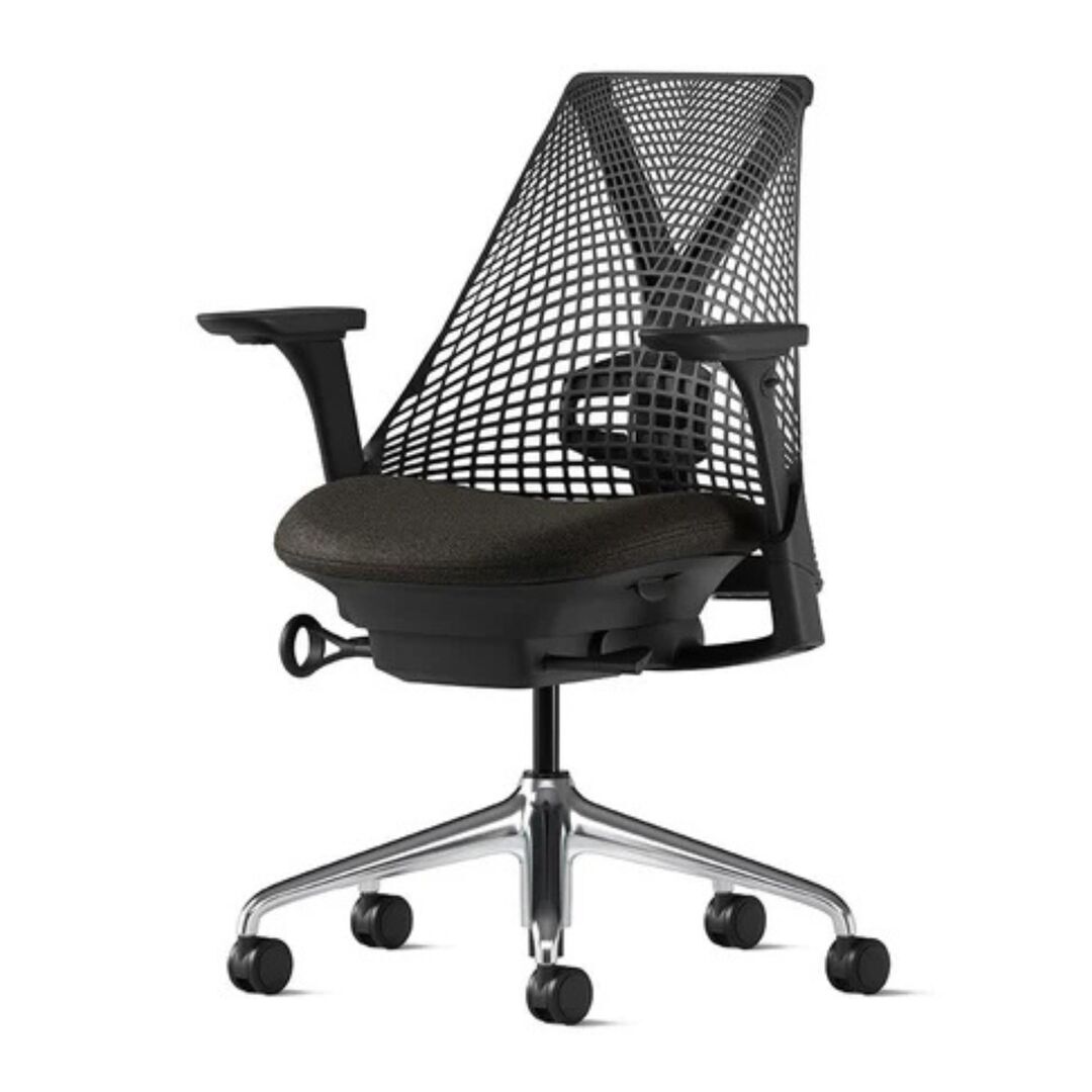 Herman CPH Bürostuhl Sayl von Herman Miller Blazer Schwarz, Schwarz Poliert, Armlehne - Komplett Einstellbar / Rückenstütze - Verstellbare Lordosenstütze