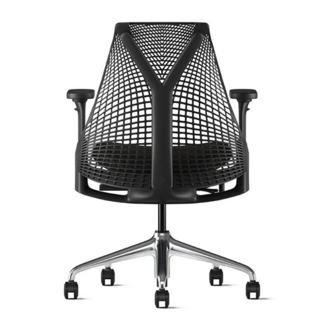 Herman CPH Bürostuhl Sayl von Herman Miller Blazer Schwarz, Schwarz Poliert, Armlehne - Komplett Einstellbar / Rückenstütze - Kein zusätzlicher Support