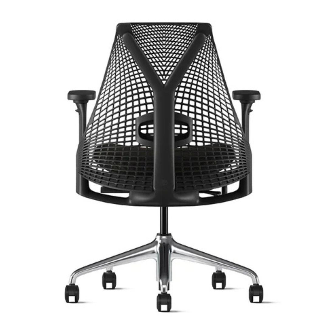 Herman_Miller_Bürostuhl_Sayl_Komplett_Einstellbar_Verstellbare_Lordosenstütze_Schwarz_Poliert_1