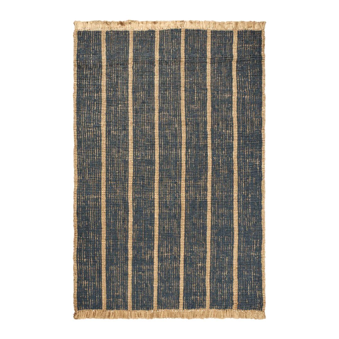 Ferm Living Teppich Athens Stripes von Ferm Living Natural / Ink Blue, Medium - L: 240  cm / B: 170 cm 