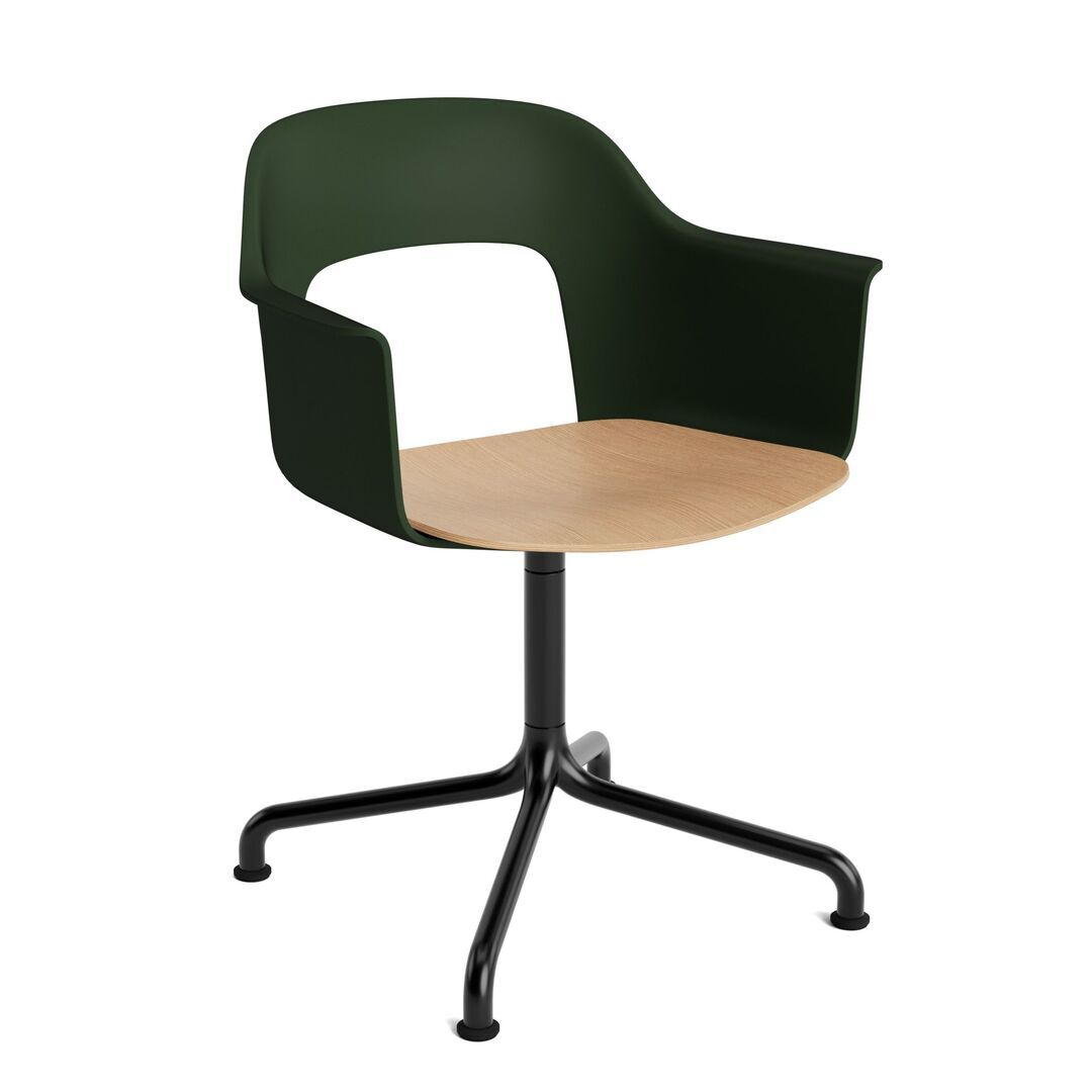 HAY Living Armlehnstuhl Layout 252 von Hay Bottle green, Schwarz pulverbeschichtet Aluminium, Natural 