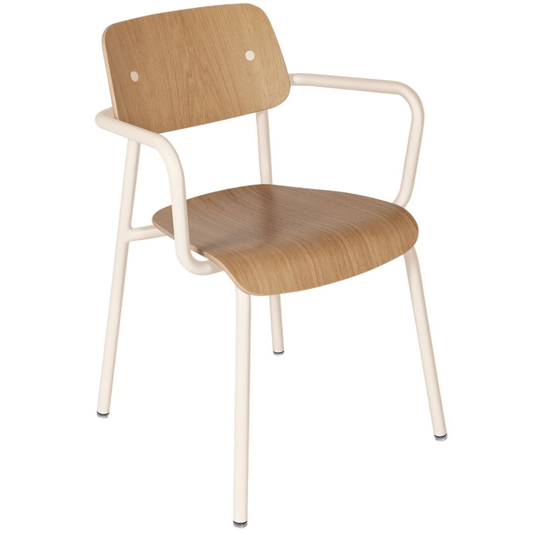 Fermob Studie Stuhl aus Eichenholz Latte-Beige E8, Mit Armlehnen