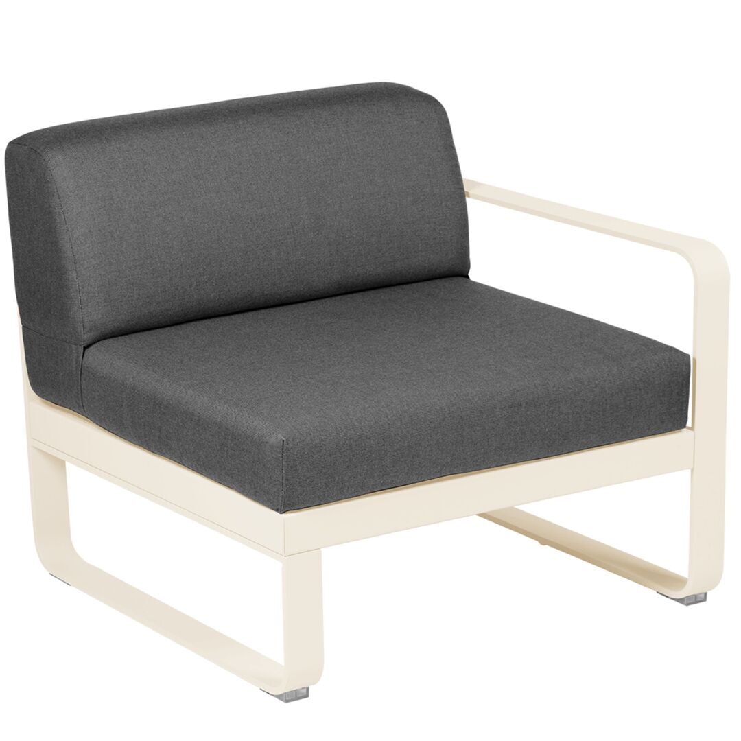 Fermob Rechtes 1-Sitzer Modul 'Bellevie' Latte-Beige E8, Graphitgrau A3