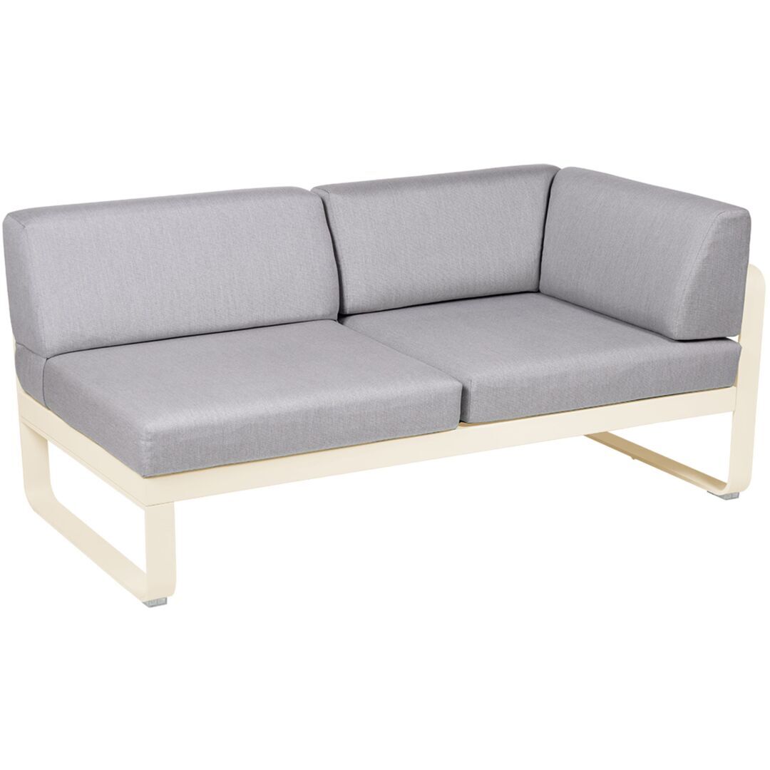 Fermob Rechtes 2-Sitzer Eckmodul 'Bellevie' Latte-Beige E8, Flanellgrau 79