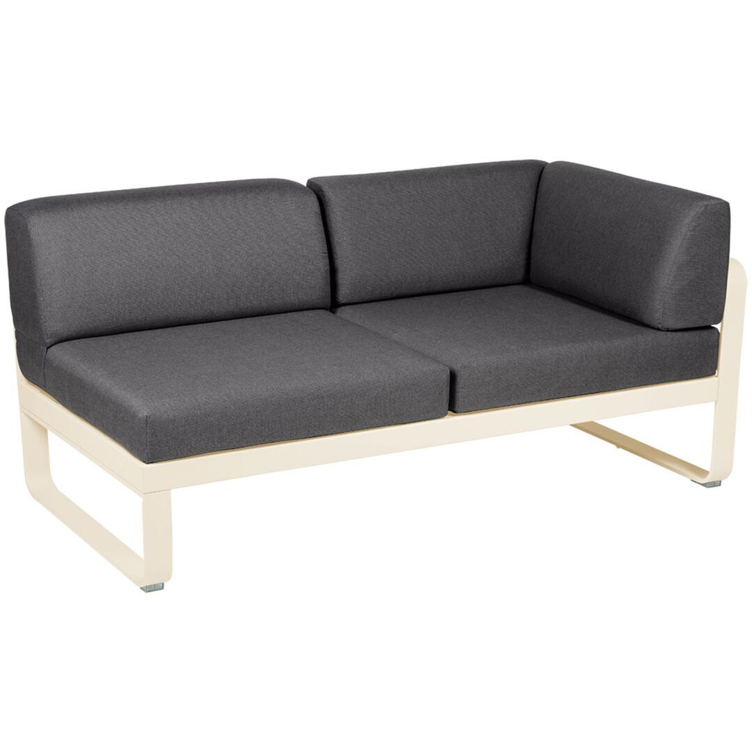 Fermob Rechtes 2-Sitzer Eckmodul 'Bellevie' Latte-Beige E8, Graphitgrau A3
