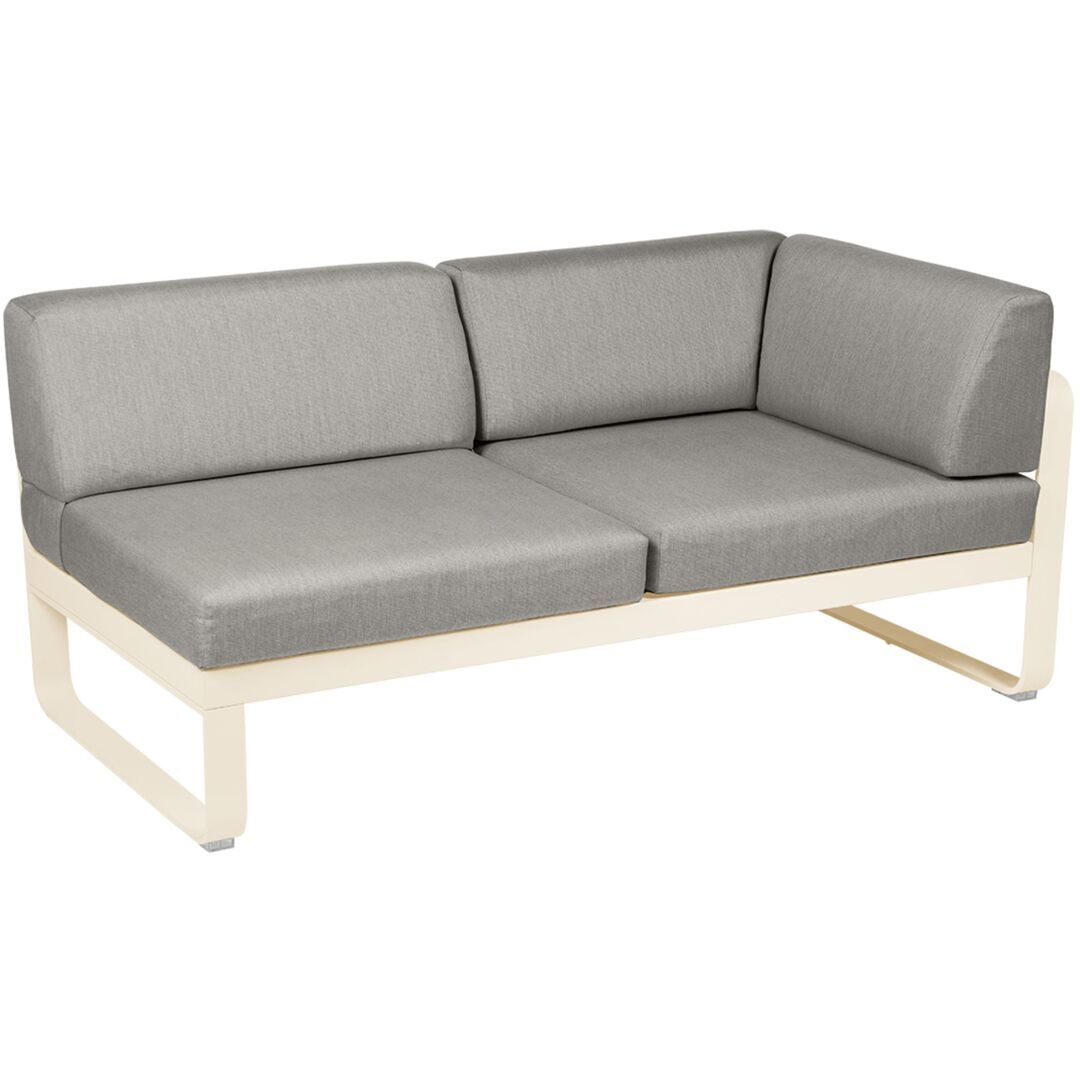 Fermob Rechtes 2-Sitzer Eckmodul 'Bellevie' Latte-Beige E8, Taupe Grau B8