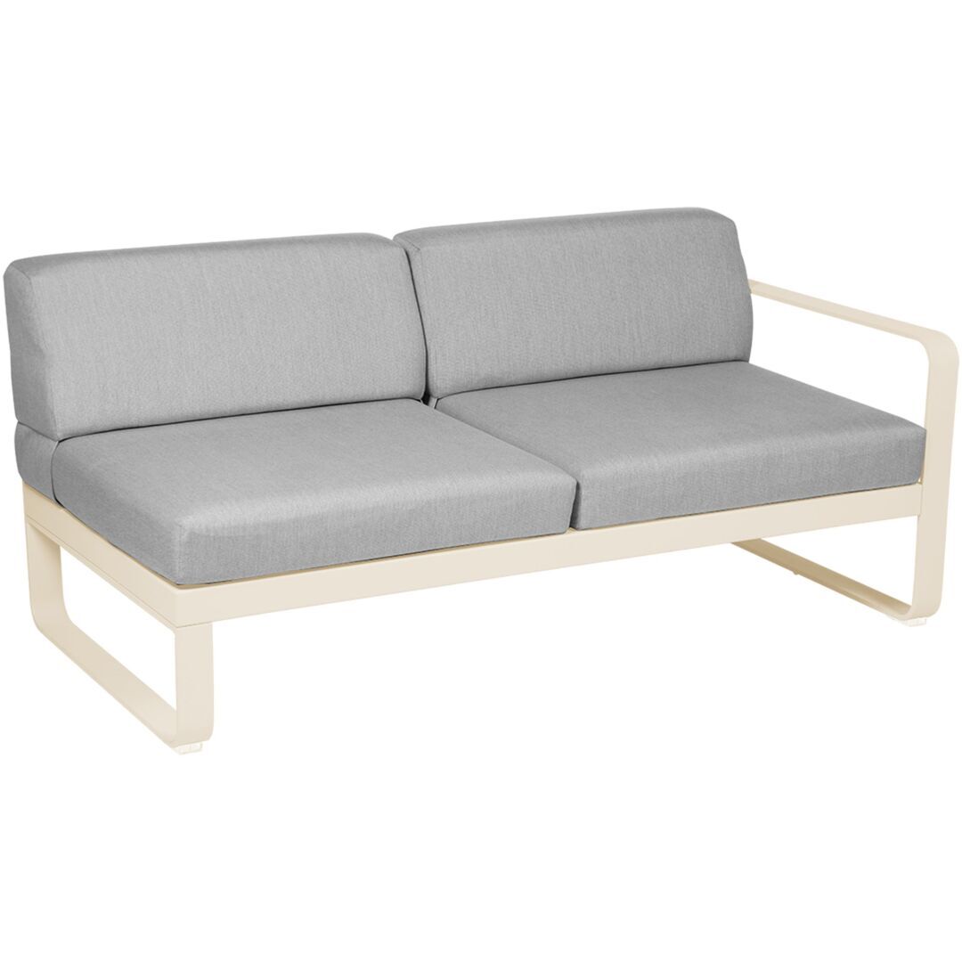 Fermob Rechtes 2-Sitzer Modul 'Bellevie' Latte-Beige E8, Flanellgrau 79