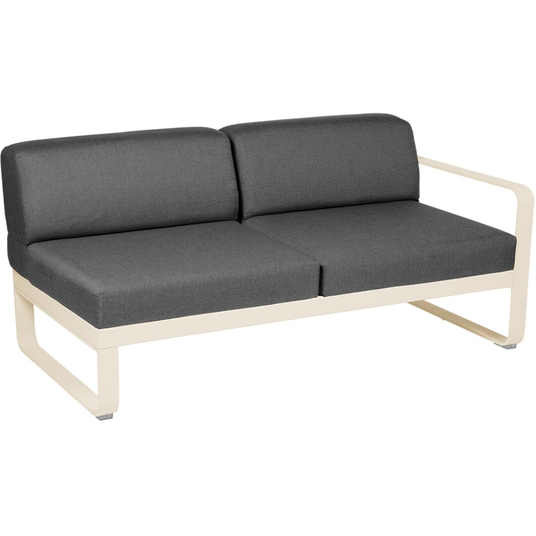 Fermob Rechtes 2-Sitzer Modul 'Bellevie' Latte-Beige E8, Graphitgrau A3