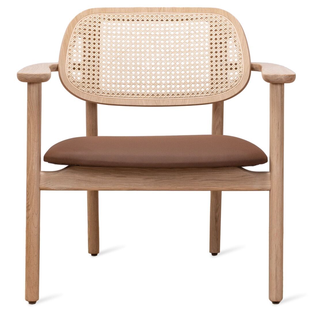 Vincent Sheppard Vincent Sheppard Titus Lounge Chair Natural Oak Varnish/Padded Seat Chestnut Natürlich, Kastanie Vegan