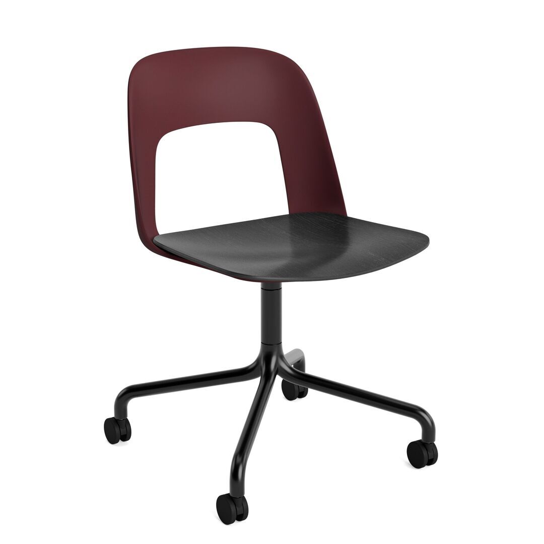 HAY Living Bürostuhl Layout 162 von Hay Bordeaux, Schwarz pulverbeschichtet Aluminium, Black