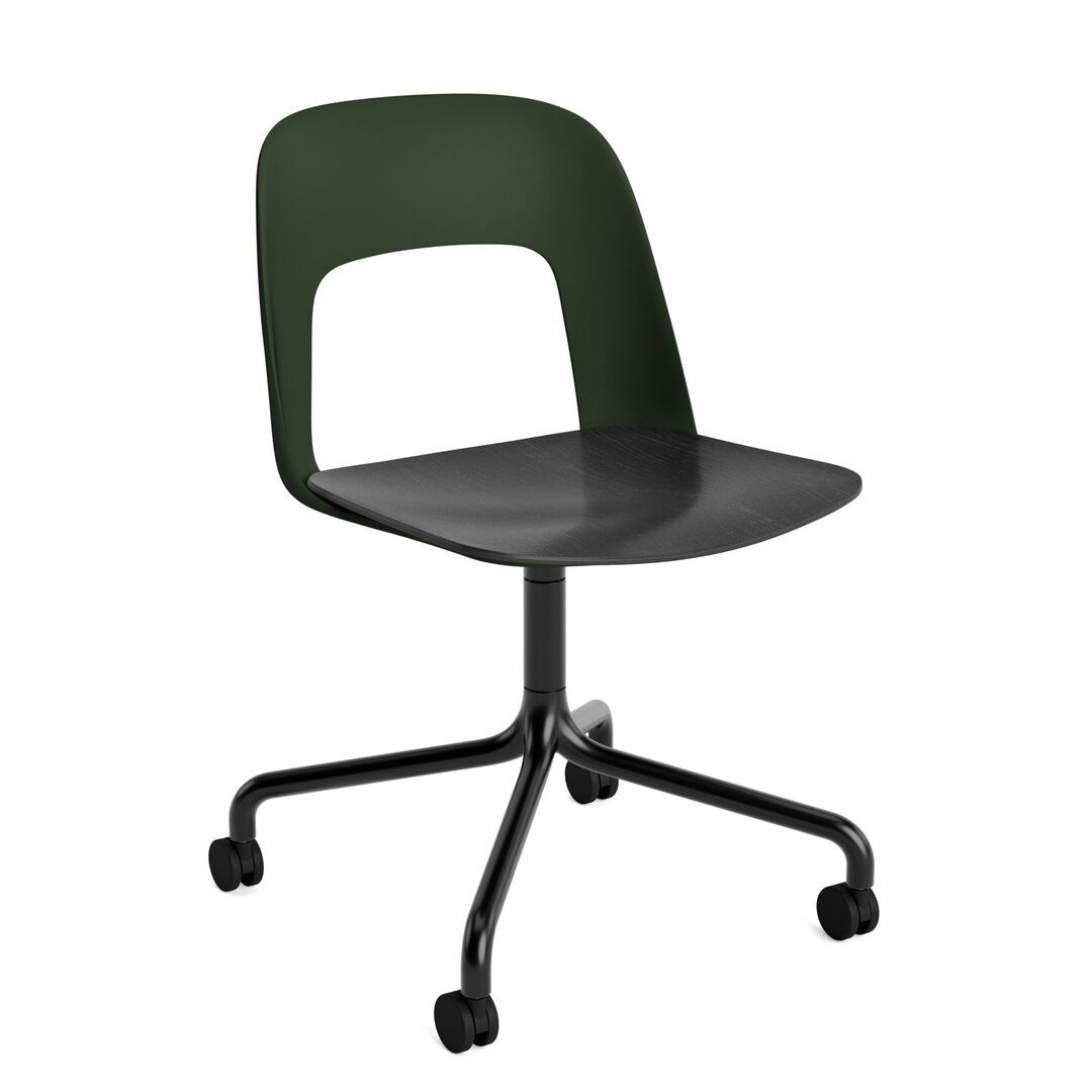 HAY Living Bürostuhl Layout 162 von Hay Bottle green, Schwarz pulverbeschichtet Aluminium, Black