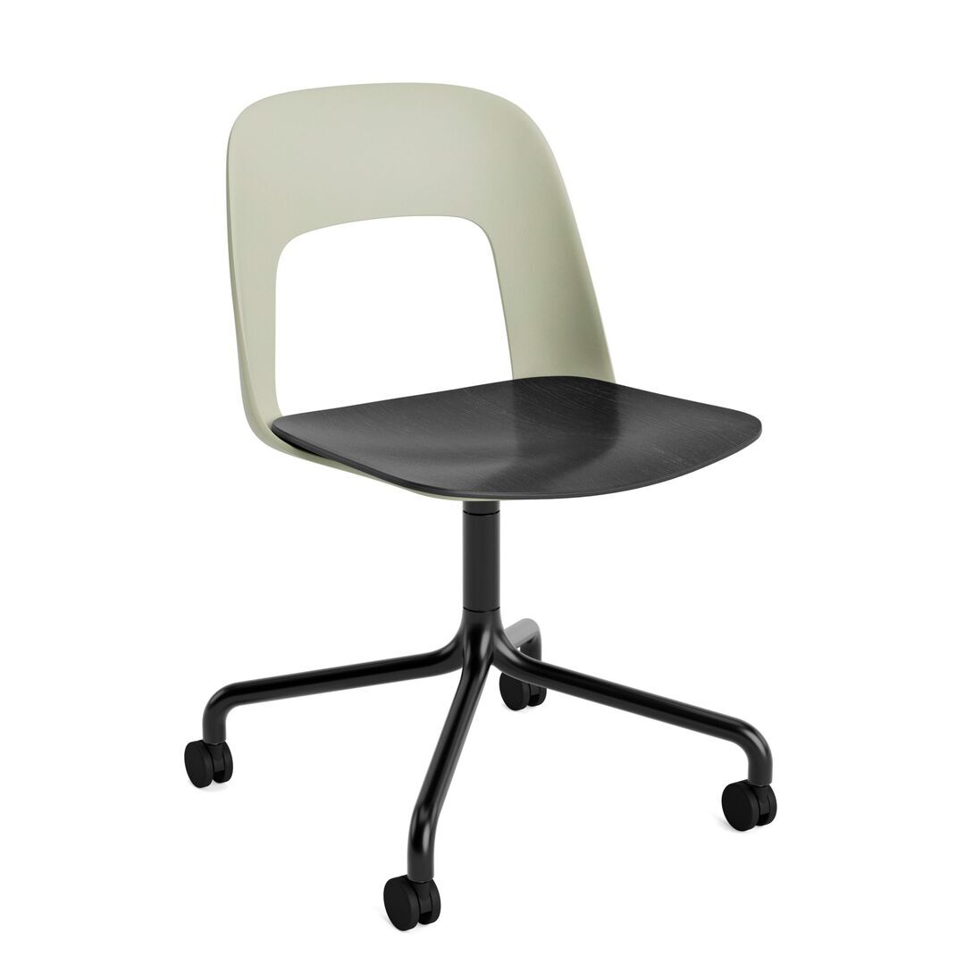 HAY Living Bürostuhl Layout 162 von Hay Pastel green , Schwarz pulverbeschichtet Aluminium, Black