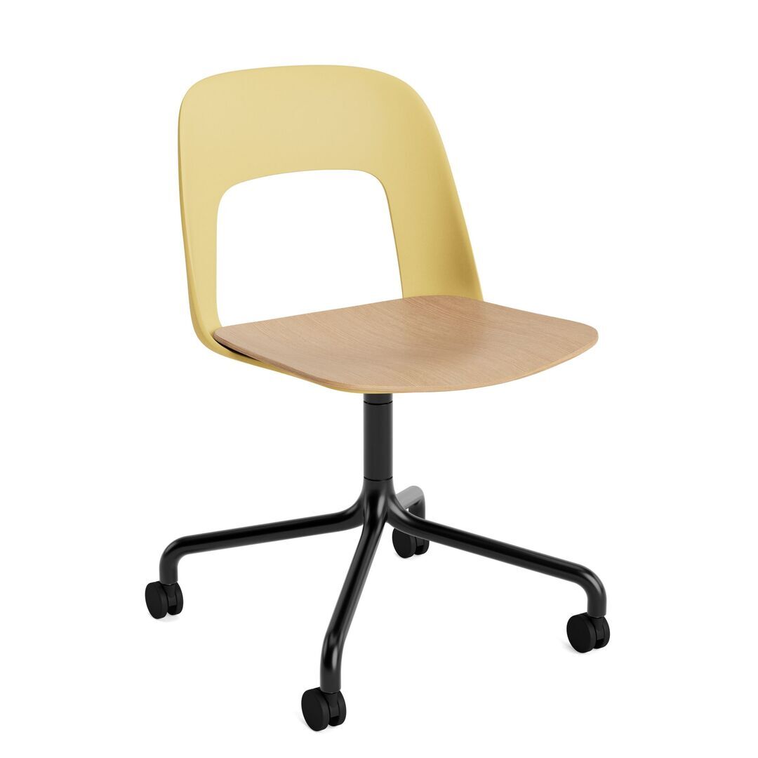 HAY Living Bürostuhl Layout 162 von Hay Biscotti, Schwarz pulverbeschichtet Aluminium, Natural 