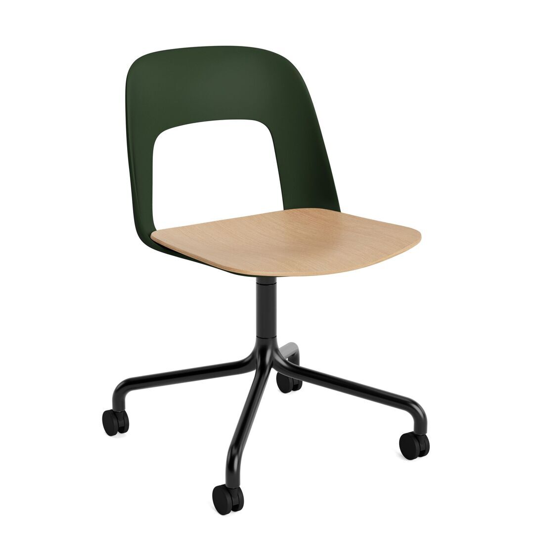 HAY Living Bürostuhl Layout 162 von Hay Bottle green, Schwarz pulverbeschichtet Aluminium, Natural 