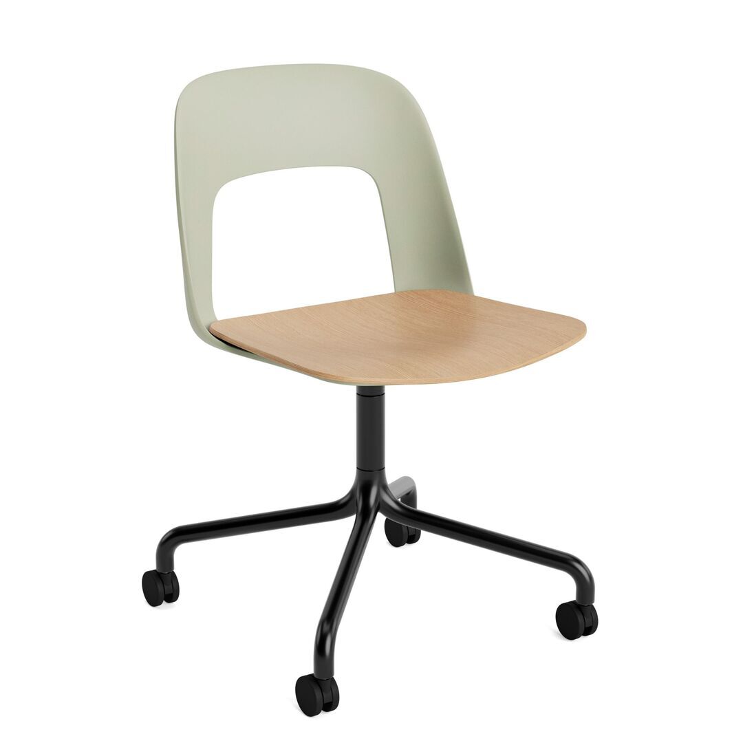 HAY Living Bürostuhl Layout 162 von Hay Pastel green , Schwarz pulverbeschichtet Aluminium, Natural 