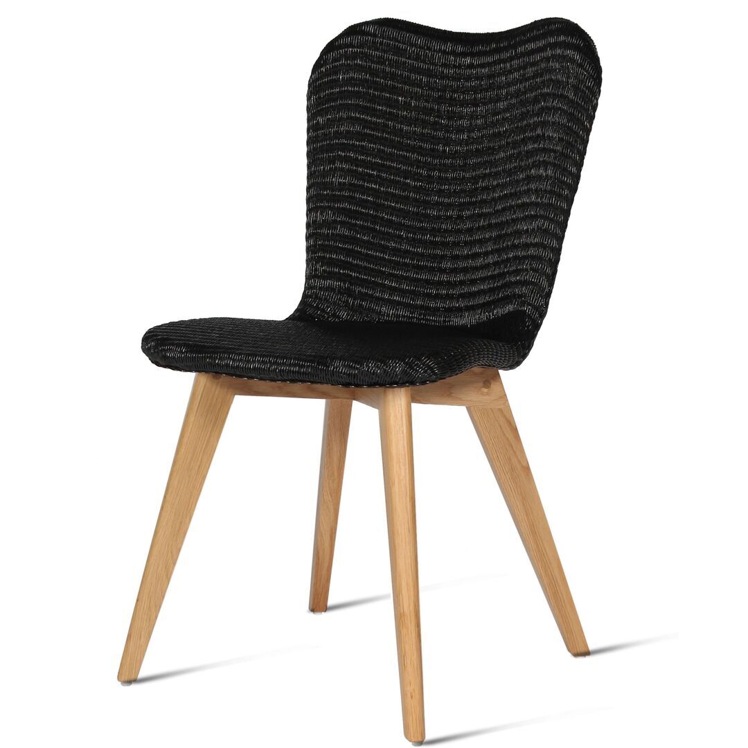 Vincent Sheppard Vincent Sheppard Lily Dining Chair Oak Base Pure White Schwarzer Stoff