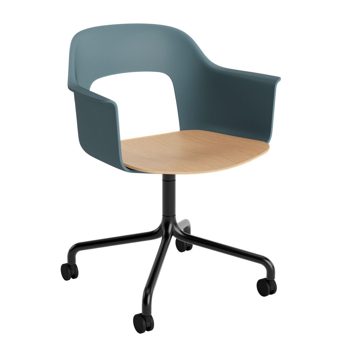 HAY Living Büro-Armlehnstuhl Layout 262 von Hay Ocean, Schwarz pulverbeschichtet Aluminium, Natural 