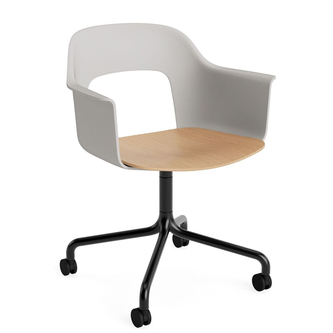 HAY Living Büro-Armlehnstuhl Layout 262 von Hay Sky Grey, Schwarz pulverbeschichtet Aluminium, Natural 