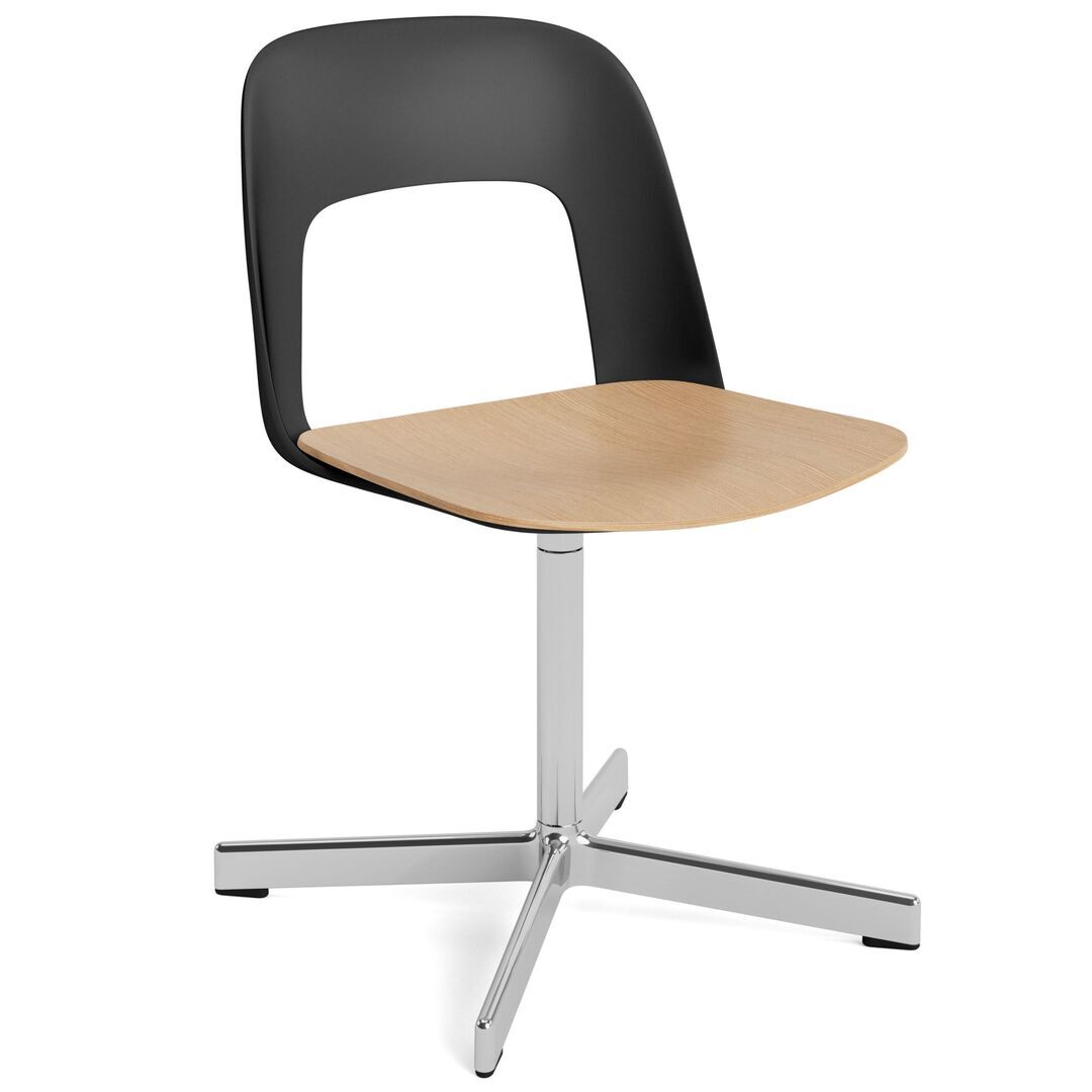 HAY Living Stuhl Layout 132 von Hay Black, Aluminium poliert, Natural 