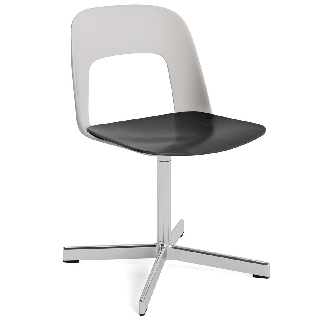 HAY Living Stuhl Layout 132 von Hay Sky Grey, Aluminium poliert, Black