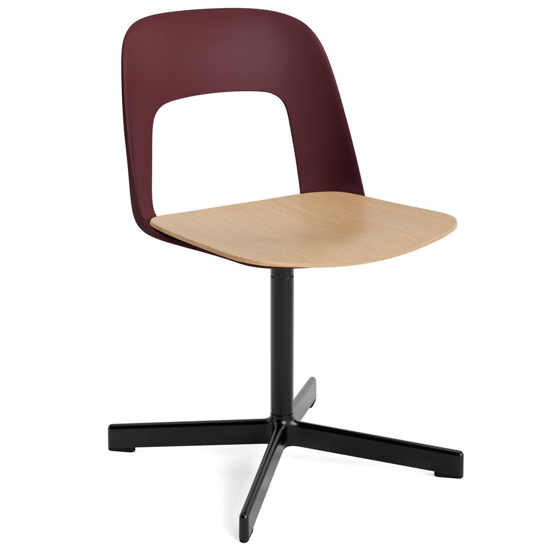 HAY Living Stuhl Layout 132 von Hay Bordeaux, Schwarz pulverbeschichtet Aluminium, Natural 