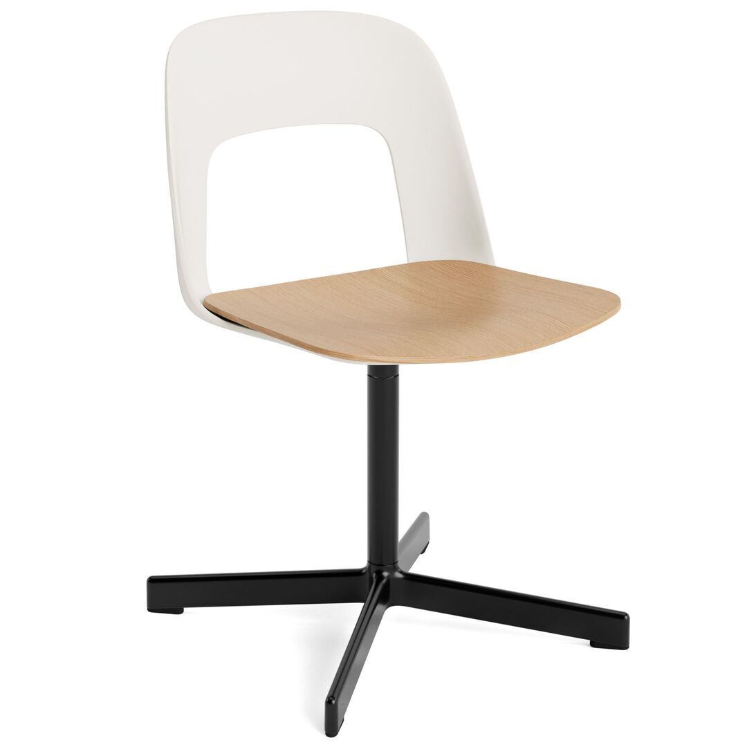 HAY Living Stuhl Layout 132 von Hay Cream White, Schwarz pulverbeschichtet Aluminium, Natural 