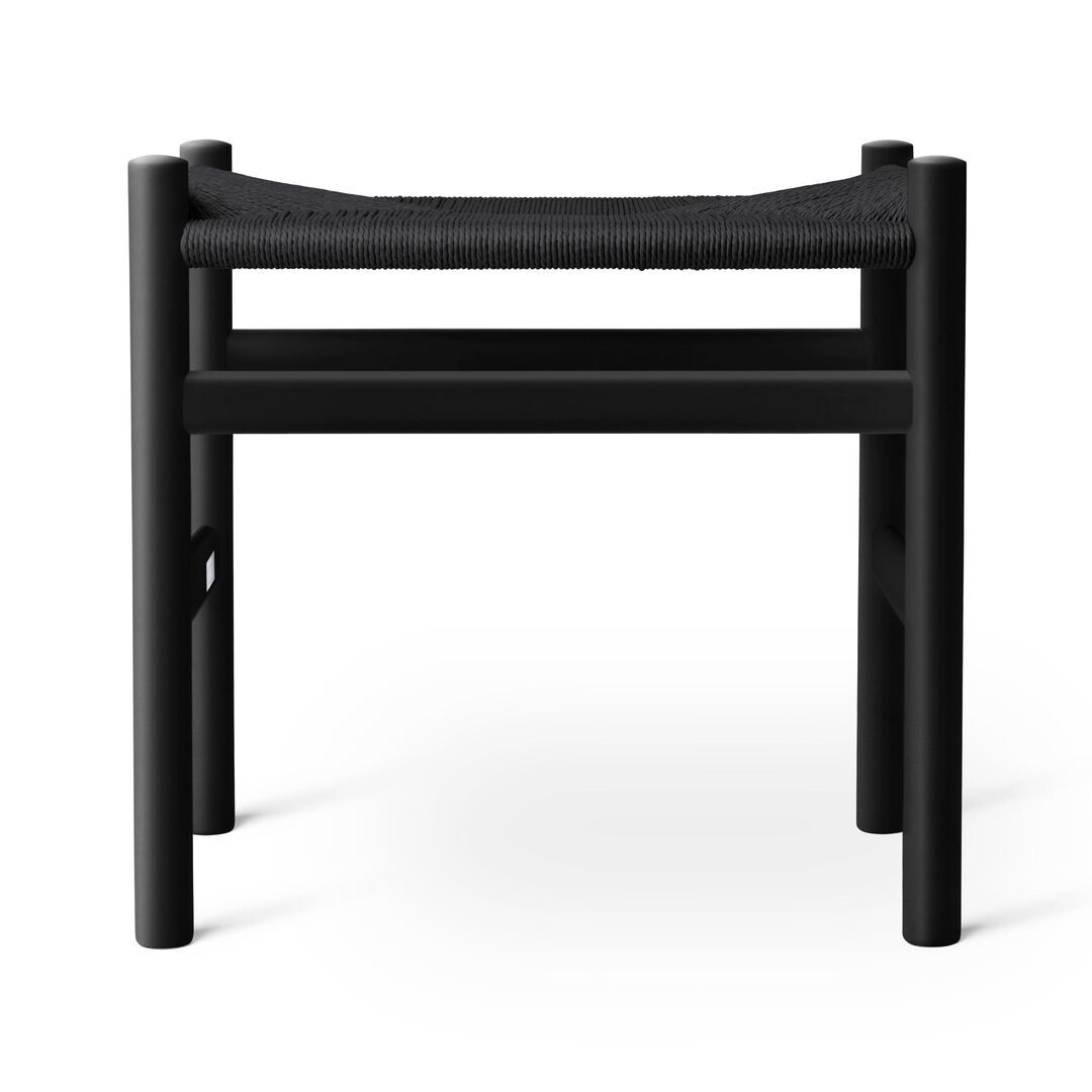 Carl Hansen & Søn CH53 Buche Soft Black, Papierkordel Schwarz, H: 39 cm